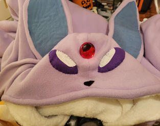 Detail of Espeon themed Blanket Hoodie Detail of Espeon themed Blanket Hoodie